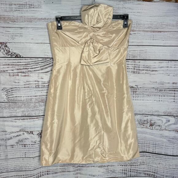 J. Crew 100% Silk Strapless Dress With Bow 8 - Picture 1 of 3